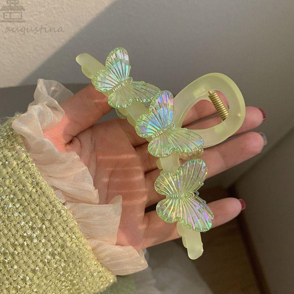 Agustina Kupu-Kupu Rambut Cakar Elegan Baru Heardress Fashion Hiasan Kepala Ins Hiu Klip Hewan Untuk Perempuan Besar Hair Claw Hijau Wanita Akrilik Hairgrips