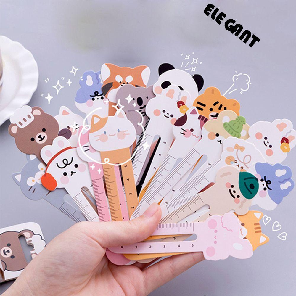 [Elegan] Penggaris Bookmark Penanda Halaman Anak Holder Siswa Alat Tulis Perlengkapan Sekolah Kartun Hewan Label Halaman