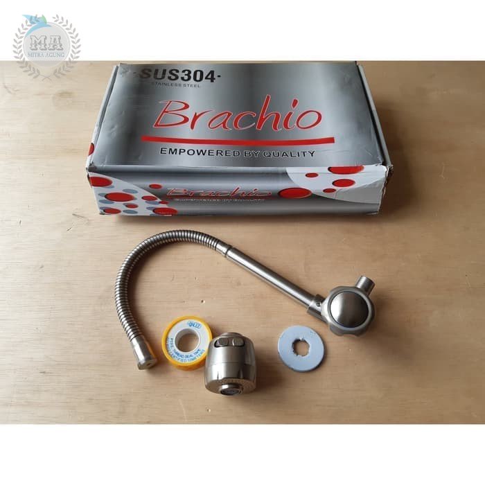 Kran Angsa Mahkota Mdl Brachio Flexibel STAINLESS Bagus + Sealtape