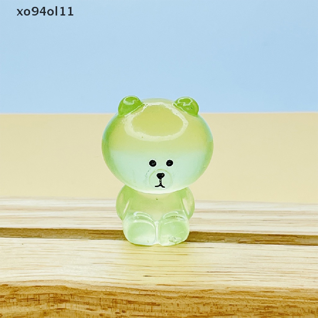 Xo 6Pcs Tiga Dimensi Kartun Lucu Bercahaya Beruang Coklat Diy Dekorasi Tiga Dimensi Resin Aksesoris OL