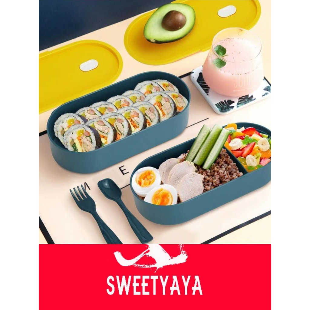 Tempat Bekal Makan Portable Lunch Box Free Sendok dan Sumpit Bekal Murah Kotak Makan Bekal Makan Set 700ml