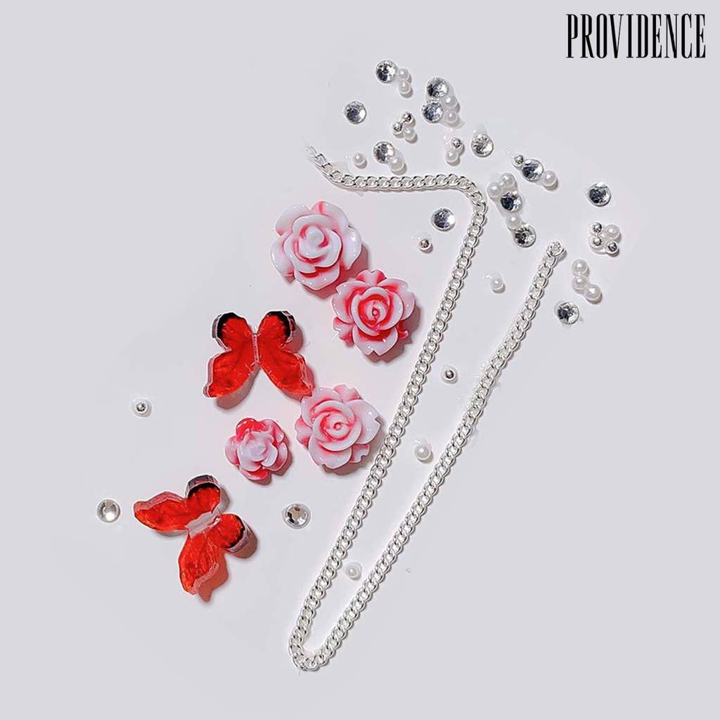 Providence 1kotak Nail Art Decor Shining Glitter High Gloss DIY Shiny Efek Visual Nail Camellia Bows Mix Chain Manicure Charm Nail Salon Supply