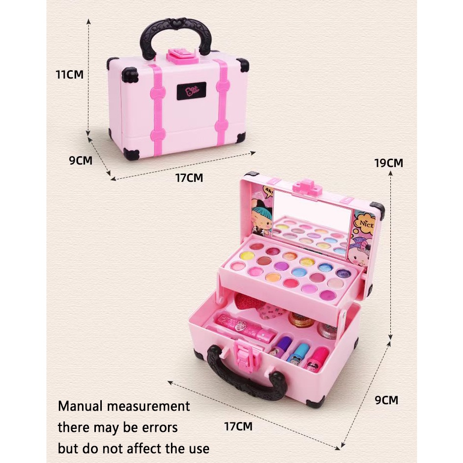 【Ready stock】30PCS Kids Makeup Set non-toxic safe girls early education toy princess gift watercolor makeup box儿童化妆盒 过家家