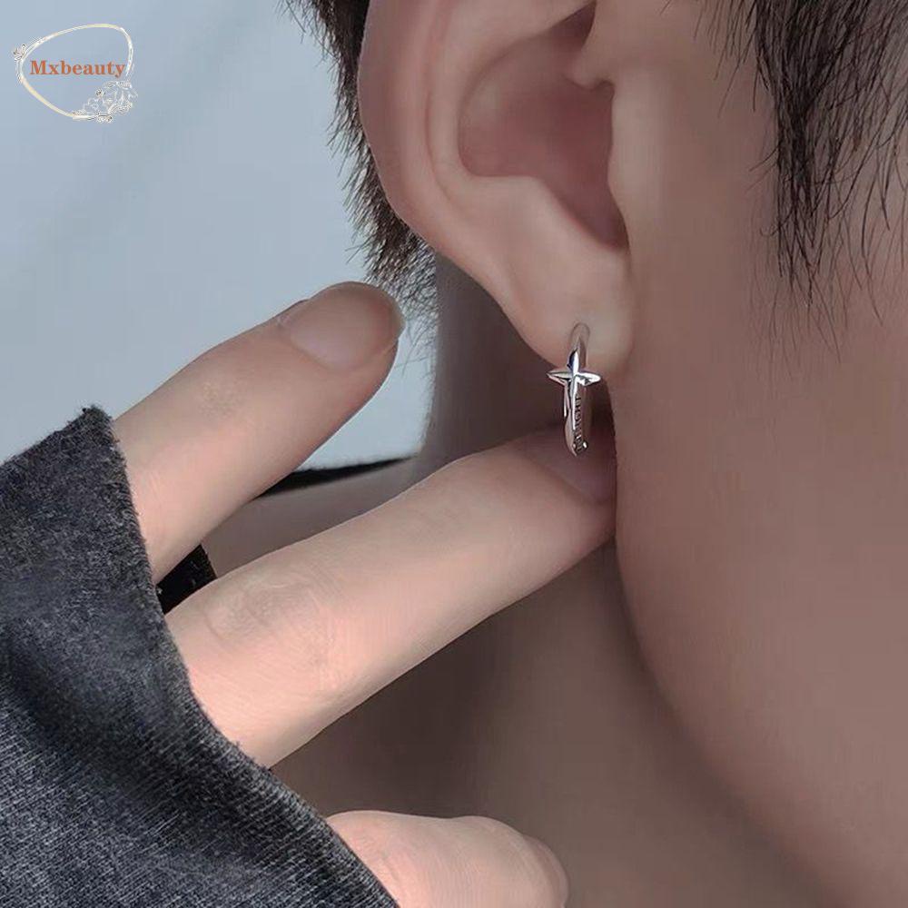 Mxbeauty Anting Hoop Hadiah Cowok Bulat Lingkaran Punk Perhiasan Warna Perak Hip Hop Stud Earrings