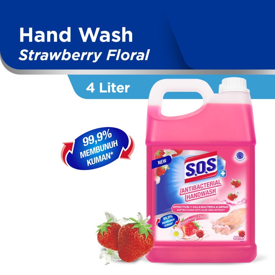 SOS Hand Soap Sabun Cuci Tangan Pink Strawberry 4 Liter