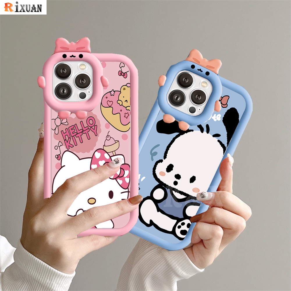 IPHONE Case Fashion Kompatibel Untuk Iphone14 11 12 iPhone6 7 8 Plus 13 Pro Max14 Plus 11Pro MAX XR X XS MAX SE Lensa Monster Kecil Lucu Pachacco Anjing Hello Kitty Kucing Soft Cover RIXUAN