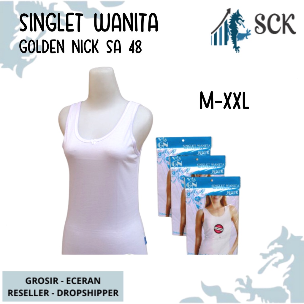 Singlet Wanita GOLDEN NICK SA 48 Katun / Singlet Wanita SA48 / Singlet Putih Polos Basic Casual - sckmenwear GROSIR