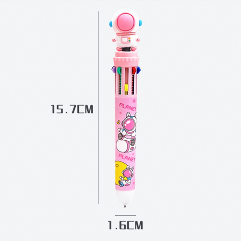 10warna 0.5mm Kartun Astronot Seri Ballpoint Pen Siswa Indah Ditarik Ball Pen