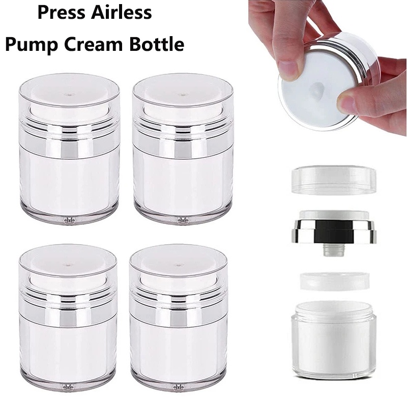 [HOT Sale] 15/30 /50ml Dengan Tutup Airless Pump Jar Kosong Portable Travel Anti Bocor Kosmetik Makeup Alat Isi Ulang Krim Gels Lotion Dispenser