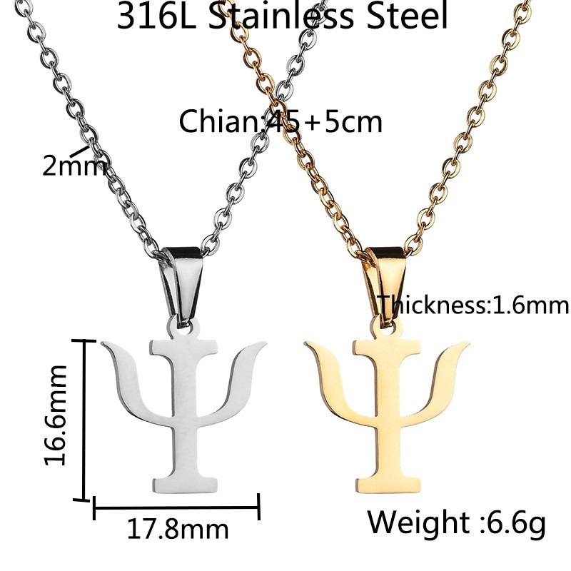 Z H Perhiasan 18K Emas 24K Emas S925 Perak Hip Hop Rock Stainless Steel PSI Simbol Liontin Pasangan Fashion Baja Titanium Kalung Retro Punk Aksesoris Pesta