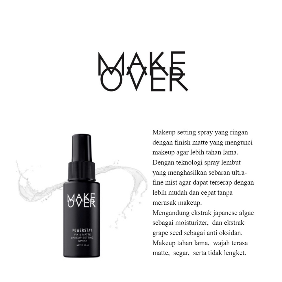 MAKE OVER Powerstay Fix &amp; Matte Makeup Setting Spray 50 ml - Makeup Setting Spray [ Amaze_Kosmetik ]