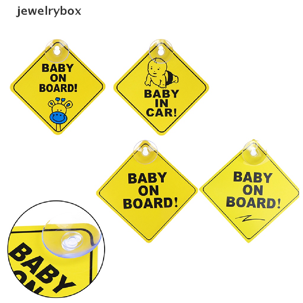 [jewelrybox] Baby On Board SAFETY Jendela Mobil Suction Cup Kuning Reflektif Tanda Peringatan 12CM Butik