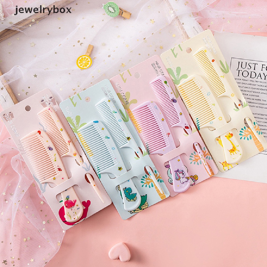 [jewelrybox] 2pcs/set Sisir Penata Rambut Anak Lucu Sisir Ekor Runcing Anti-Statis Untuk Butik Anak Perempuan