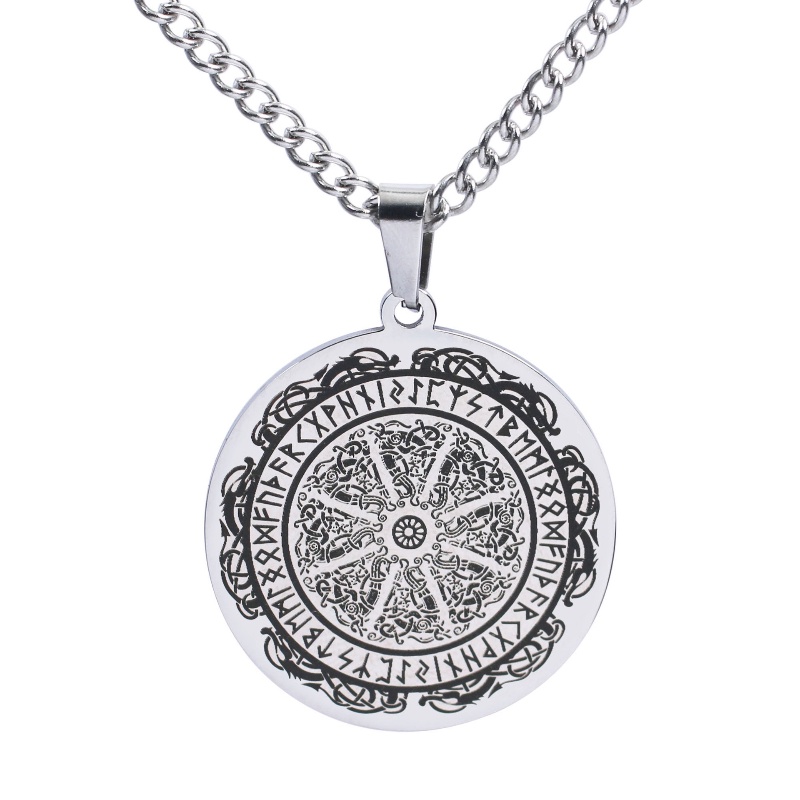 Z H Perhiasan Vintage Nordic Viking Odin Magic Array Liontin Fashion Pria Anti Karat Kalung Hip Hop Baja Titanium Aksesoris Pesta