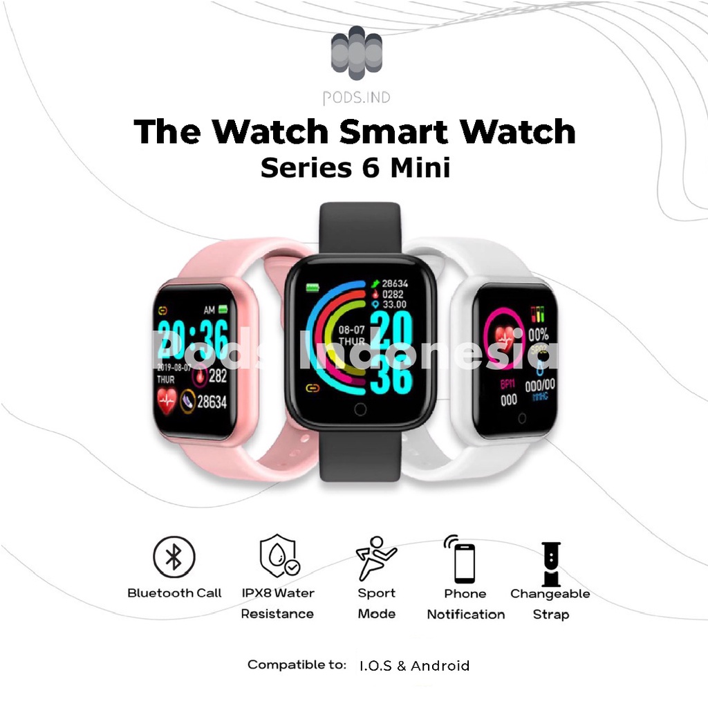 Pods Watch S6 Mini Smartwatch Bluetooth by Pods Indonesia - depanrumah