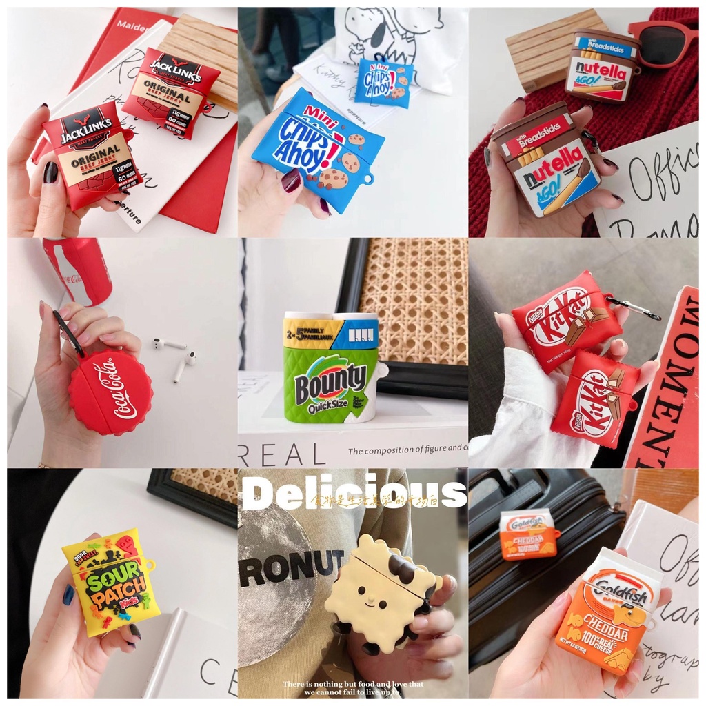 Seri Tas Snack Kreatif Case Pelindung Kompatibel Untuk AirPods Pro2 1 3 Earphone Case Bluetooth Silikon Pelindung Case