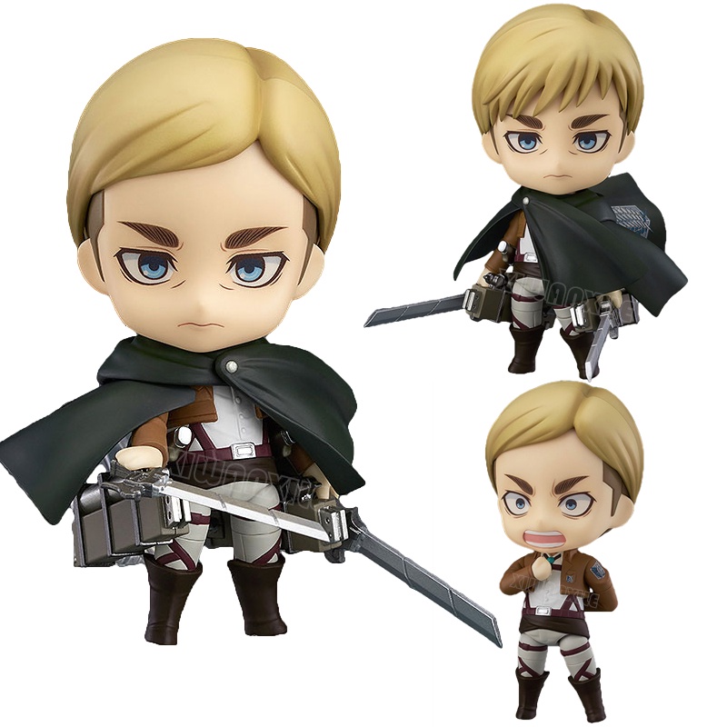 Attack on Titan Rivaille Levi Ackerman Erwin Smith Eren Jaeger Mikasa Ackerman Nendoroid Action Figure 10 cm Mainan Model Koleksi PVC