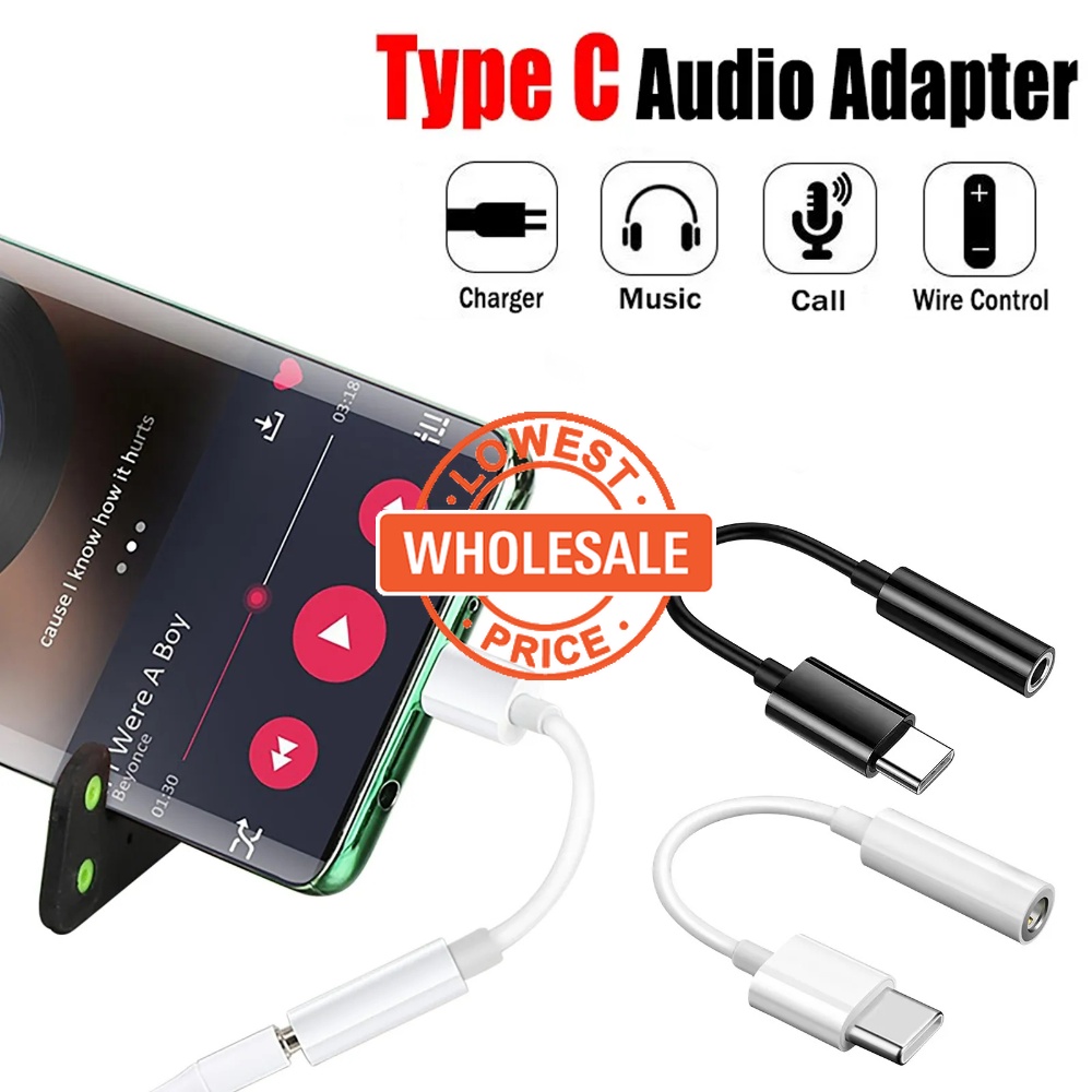 [Harga Grosir] [Unggulan] USB Tipe C Ke 3.5mm Jack Converter Earphone Audio Adapter Charge Kabel Data Port Converter C-Earphone Connetor Plug Universal Konverter Kabel