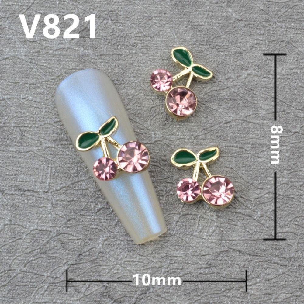 Mxbeauty Hiasan Nail Art Lucu 10pcs Cherry Warna-Warni Gaya Jepang Korea Alloy Zircon Aksesoris Kuku