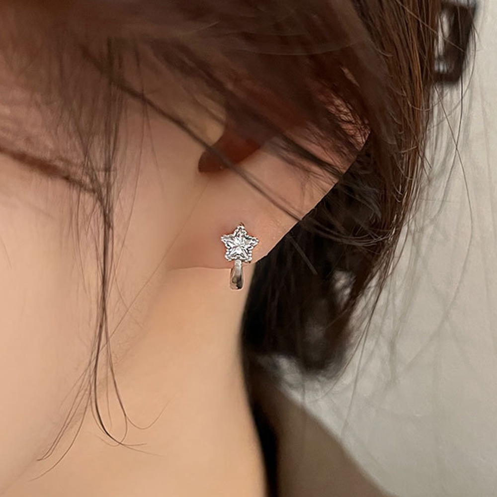 Anting Hoop Bintang Zircon Kecil Warna Emas Silver Untuk Wanita Perhiasan Geometris Huggies Telinga Lucu Sederhana