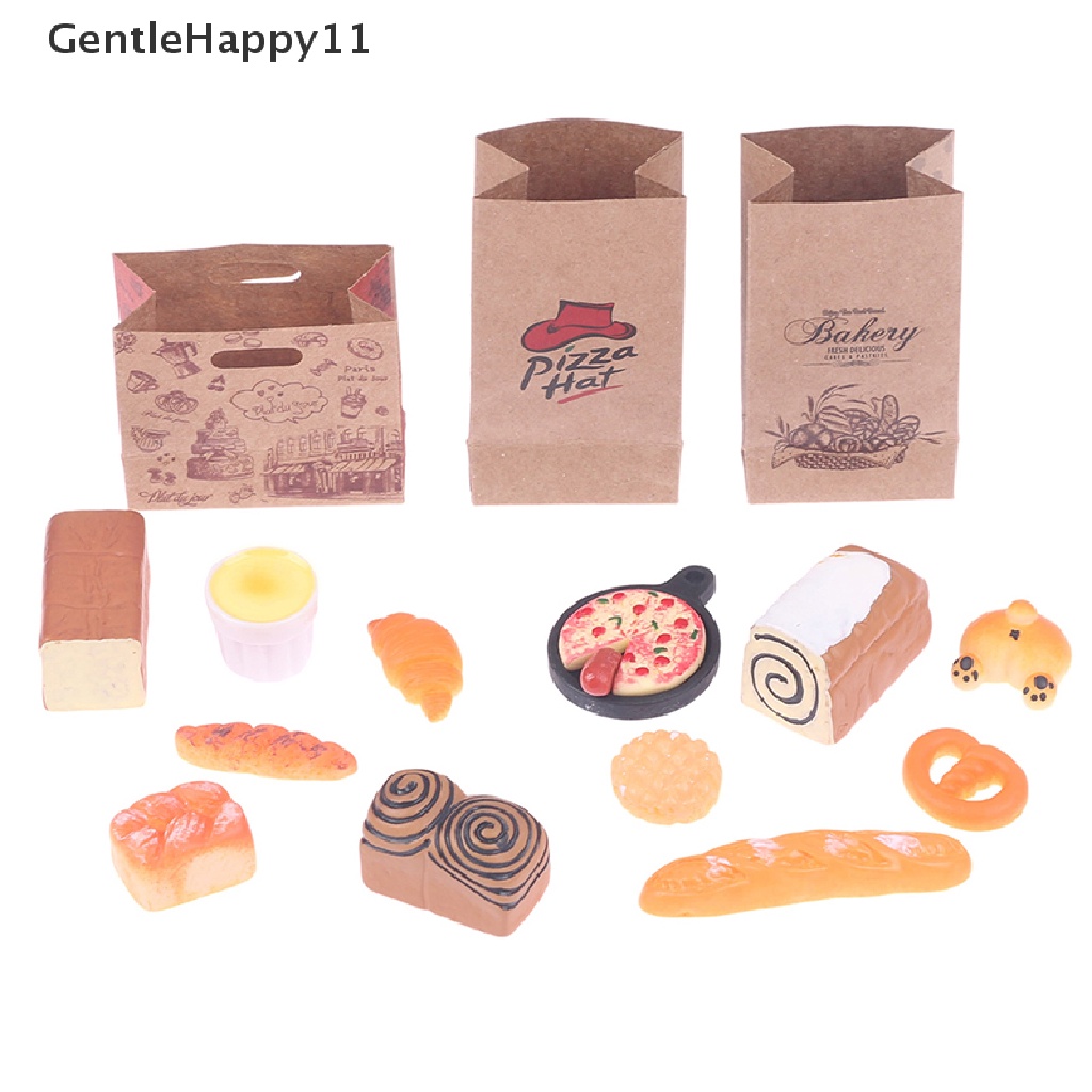 Gentlehappy1per12kantong Kertas Roti Rumah Boneka Dollhouse Miniatur Roti Model Pizza Dekorasi id