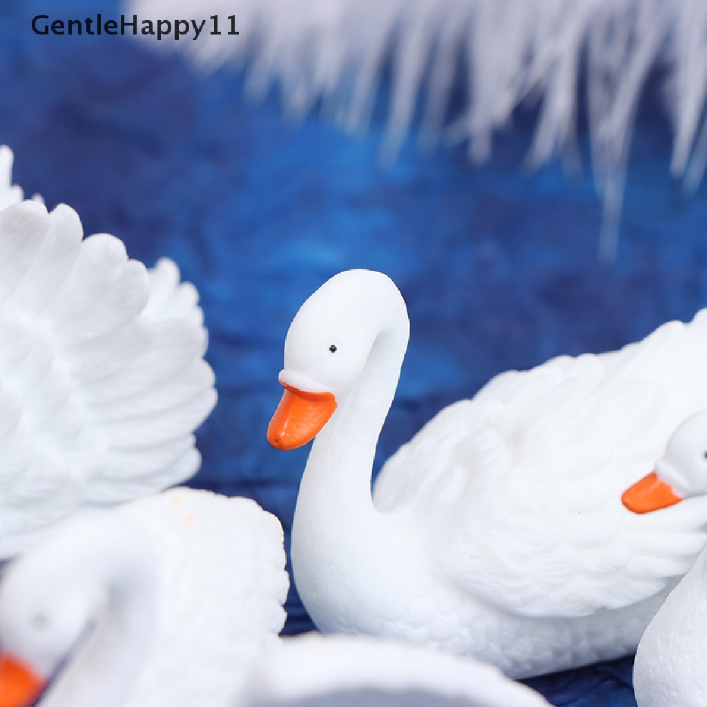 Gentlehappy 2pcs Ornamen Taman Peri Model Angsa Mini DIY Micro Landscape Dekorasi Rumah id