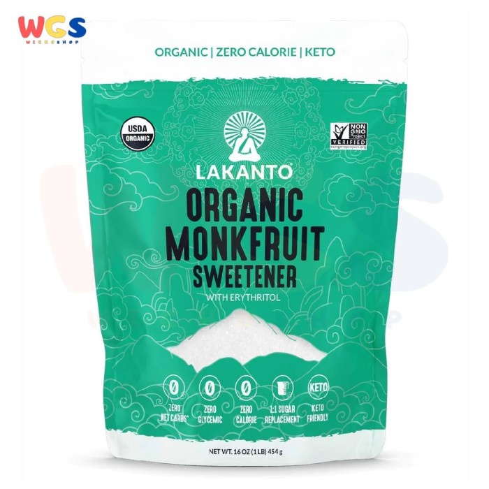 Lakanto Organic Monkfruit Sweetener With Erythritol White Sugar 454gr