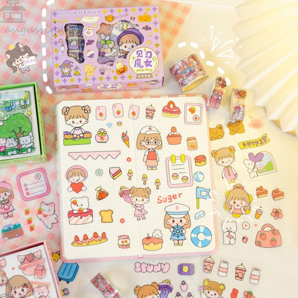 Agustina Kotak Goo Card Guka Sticker Set Kawaii PVC Siswa Tangan Akun Alat Tulis Goo Card Stiker DIY Jurnal Sticker