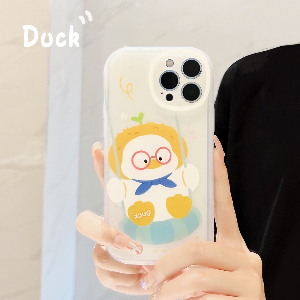 IPHONE Kartun Kacamata Lucu Bebek Bermain Di Ayunan Matte Semi Transparan Full Perlindungan Casing Ponsel Cover Untuk Iphone7 8 PLUS X XR XS 11 12 13 14 MINI PRO MAX SE 2020