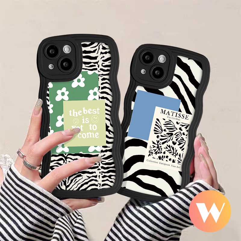 Infinix Smart 4 5 6 Plus Hot 10s 20 12 Pro 12i 20s 11s 10Lite 11s NFC Hot 9 10T 8 11 10 Play Note 8 12 G96 12 12Pro 10Pro Flower Zebra Pattern Matisse Label Wavy Edge Tpu Soft Case