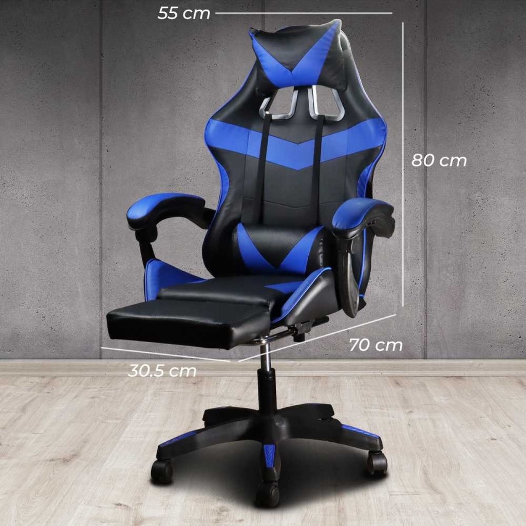 Kursi Gaming Online Ergonomic Chair Lumbar Support with Footrest