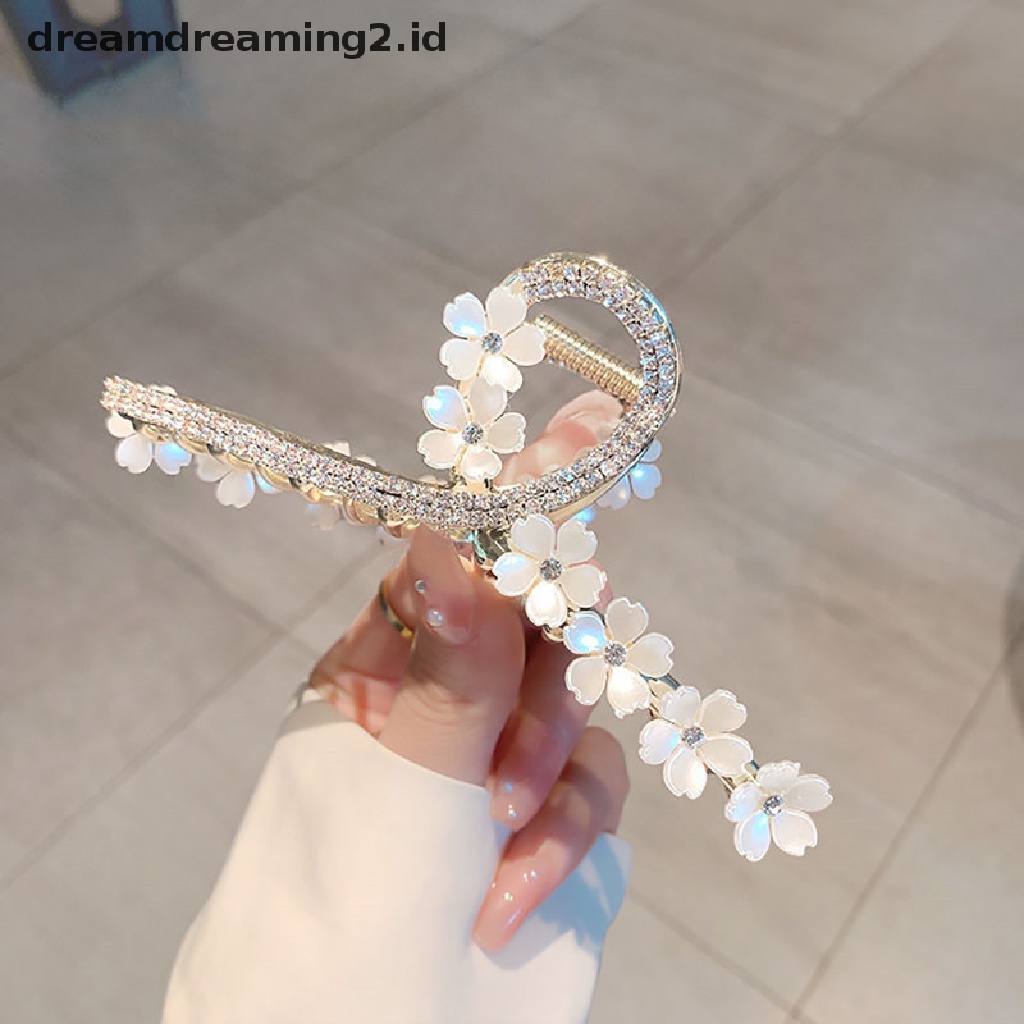 (dream) Korea Murni Buatan Tangan Mutiara Bunga Jepit Rambut Menggenggam Klip Belakang Kepala Rambut Menggenggam Klip Aksesoris Rambut Perempuan Hiu Klip//