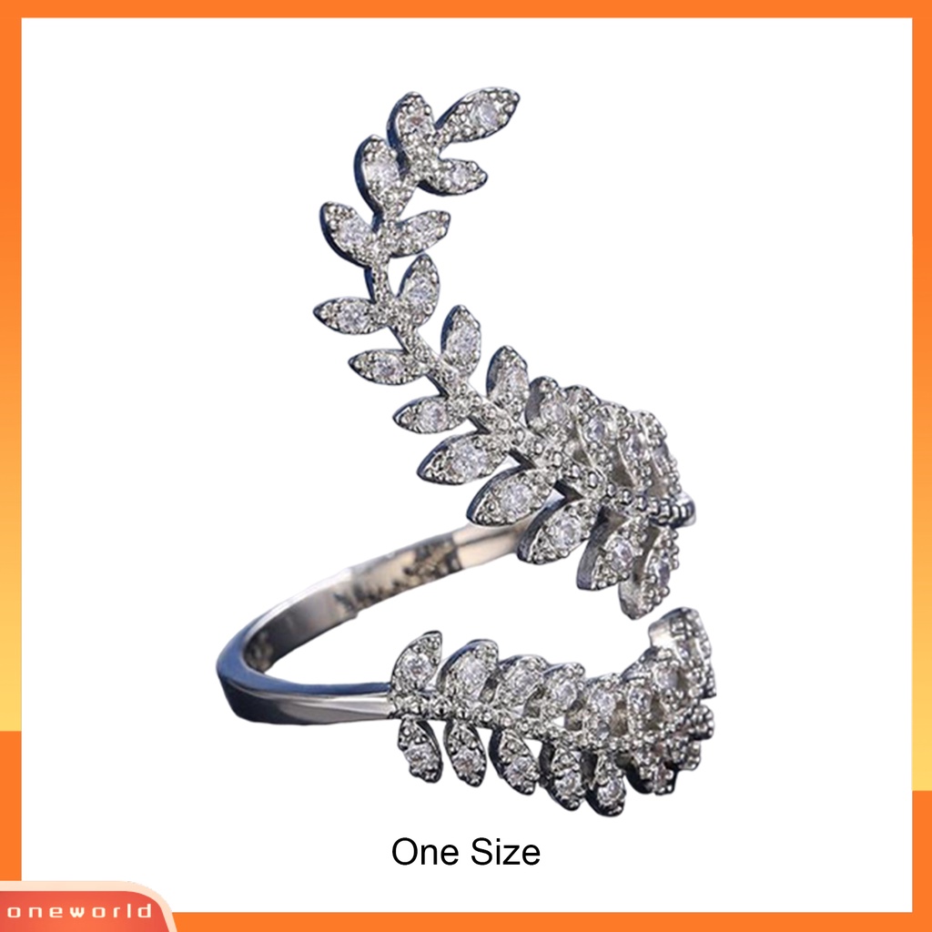 [EONE] Knuckle Ring Warna Silver Anggun Pembukaan Bentuk Daun Adjustable Pernikahan Jari Cincin Hadiah