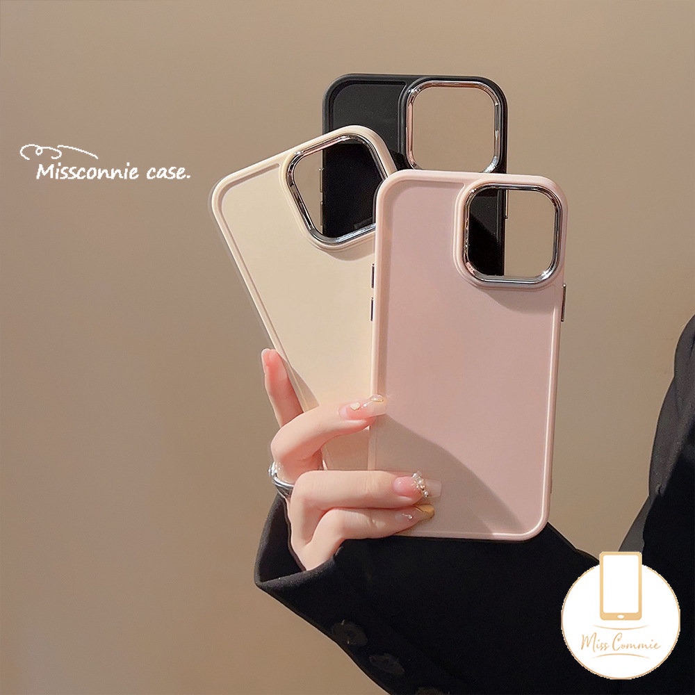 IPHONE Casing Ponsel Persegi Plating Mewah Kompatibel Untuk Iphone11 7Plus 8Plus 13 14 11 12 Pro MAX XR X XS MAX Simple Warna Solid Macaron Warna Permen Lembut Penuh Cover Pelindung