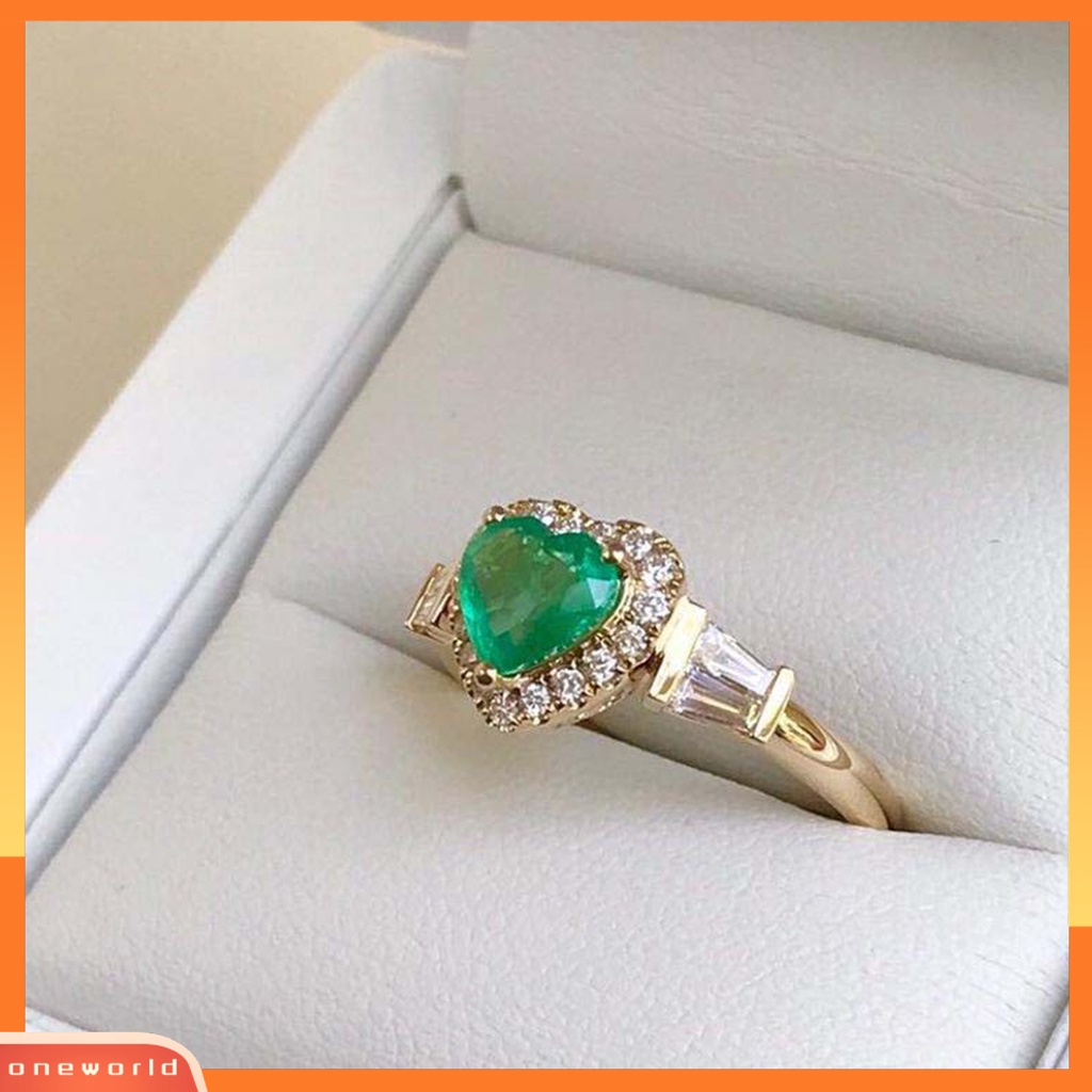 [EONE] Cincin Kawin Cantik Electroplating Retro Hadiah Golden Love Hati Berlian Imitasi Jari Cincin Fashion Perhiasan