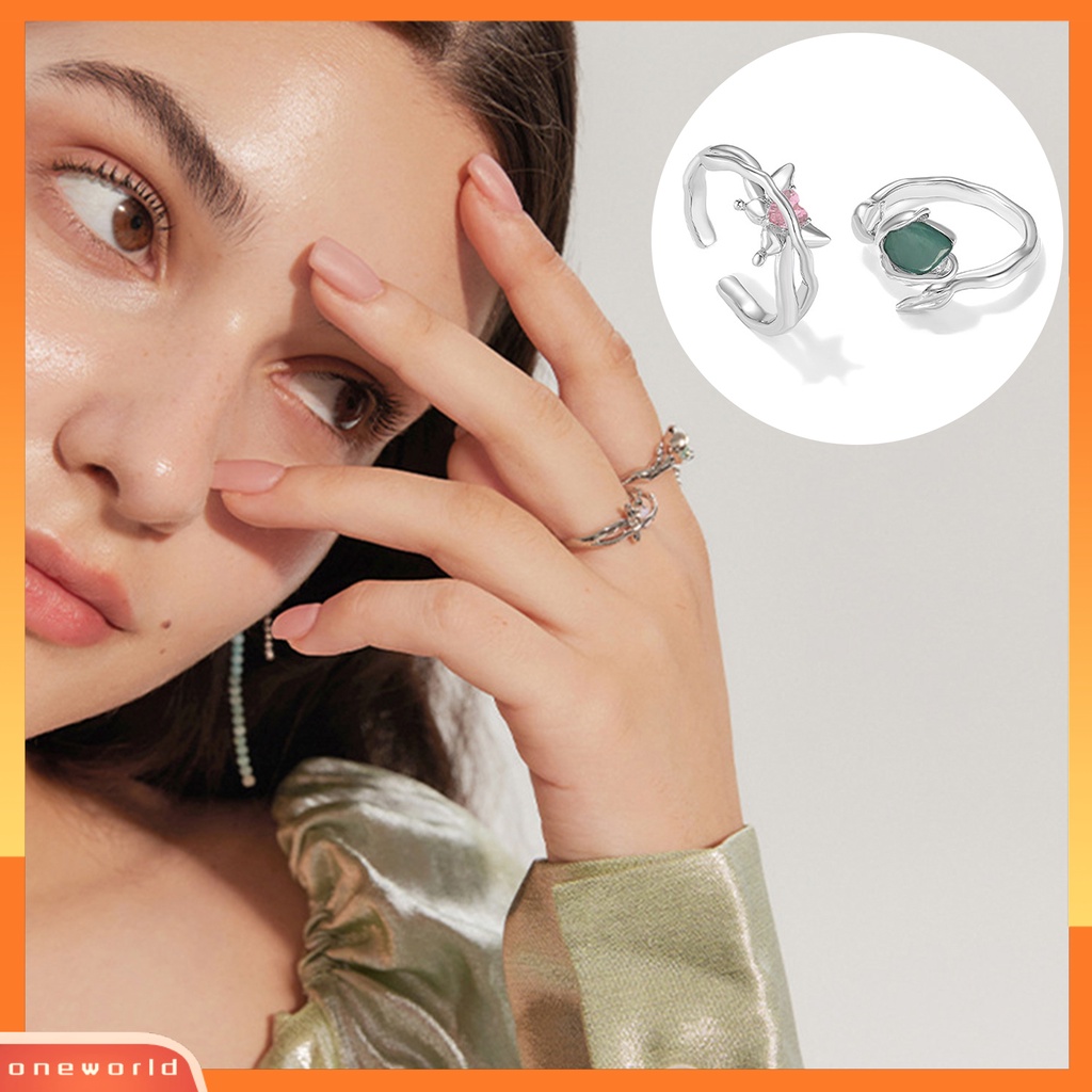 [EONE] Jari Telunjuk Cincin Pembukaan Adjustable Tulip Hias Zirkon Lady Terbuka Cincin Wanita Perhiasan