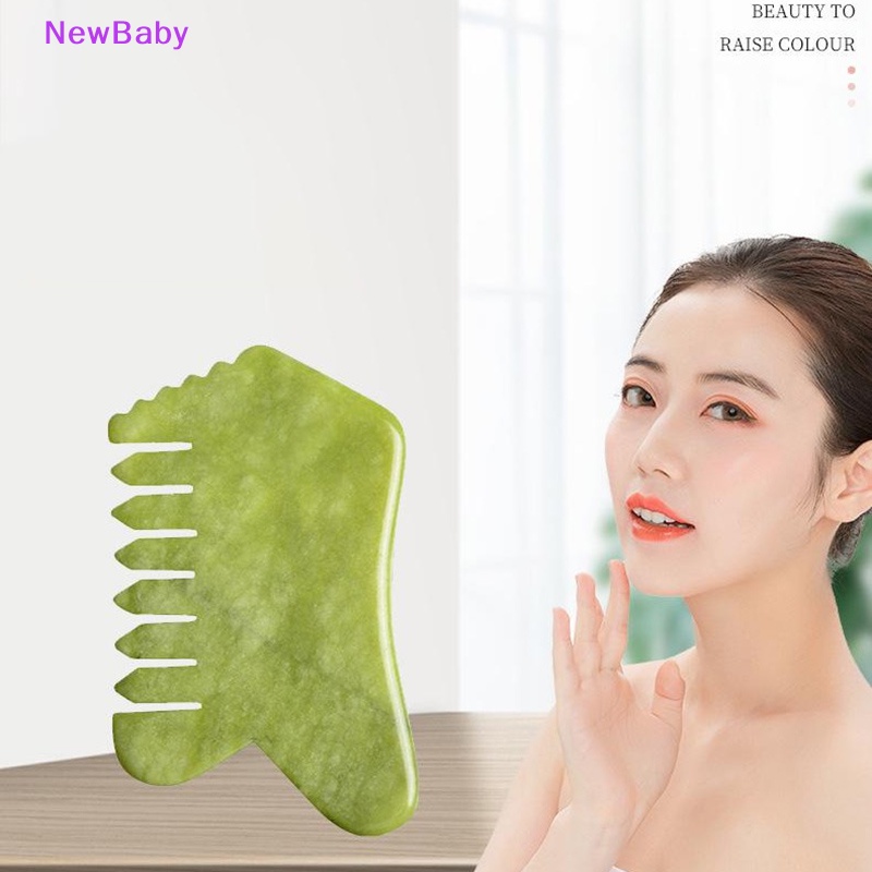 Newbaby Nature Jade Comb Massage Spa Perawatan Terapi Kepala Akupuntur Gua Sha Board ID