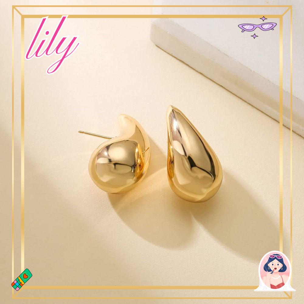 Lily Drop Earrings Wanita Hoops Terbuka Ringan Anting Stud