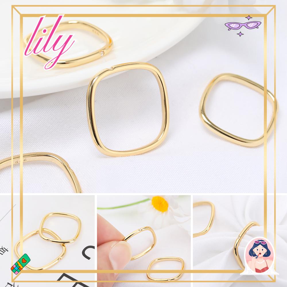 Lily Cincin Persegi Fashion Hadiah Pasangan Perhiasan