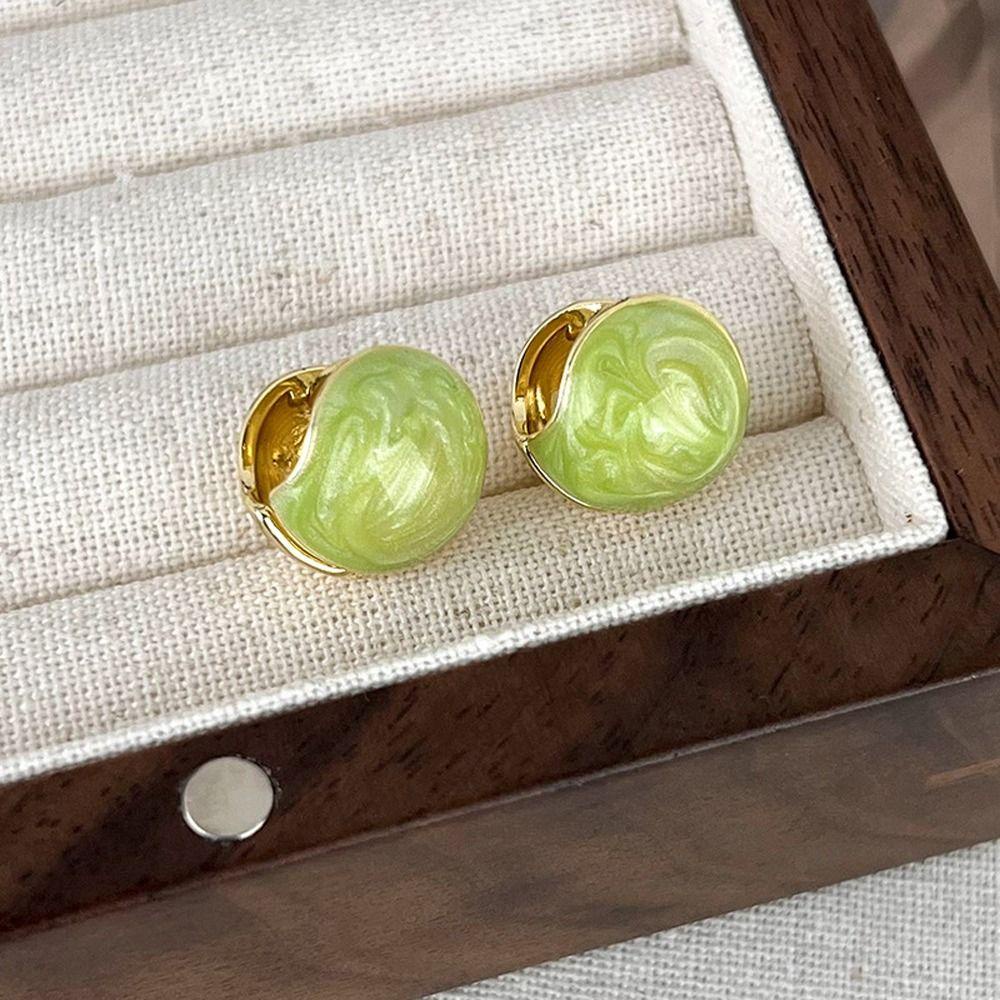 Mxbeauty Anting Bulat Wanita Retro Sederhana Trendi Desain Niche Fashion Perhiasan Drop Oil Alloy Gaya Korea Earrings