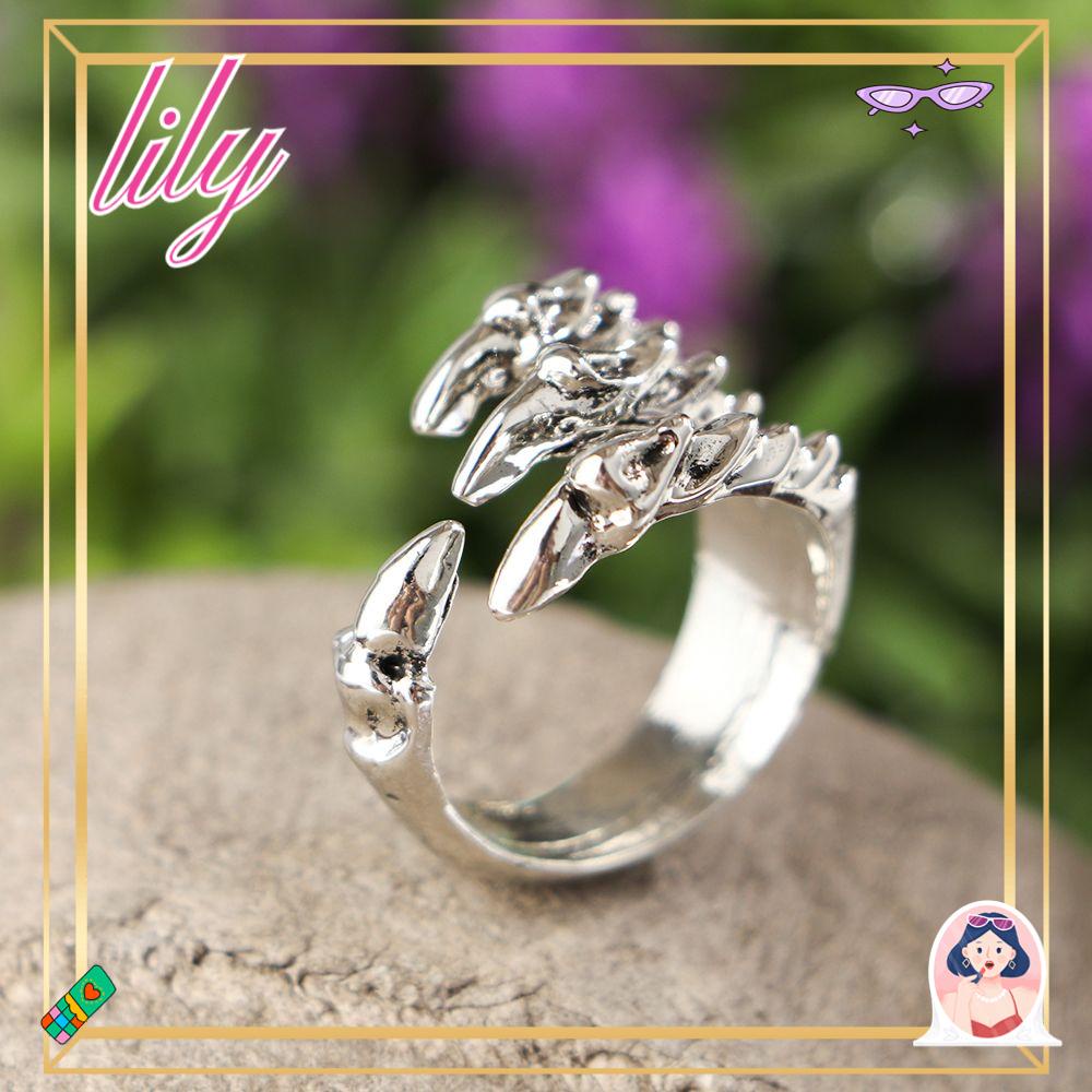 Lily Cincin Baja Titanium Perhiasan Kreatif Vintage Cakar Naga