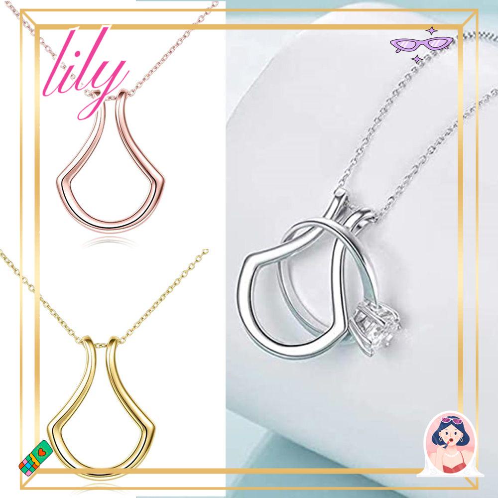 Lily U-shaped Necklace Elegan Hadiah Pertunangan Bergigi Kalung Liontin Stainless Steel