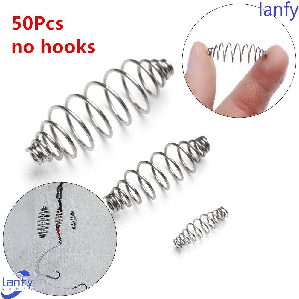 Lanfy 50 Pcs Feeder Umpan Pancing Bentuk Olive Bahan Stainless Steel Tahan Lama