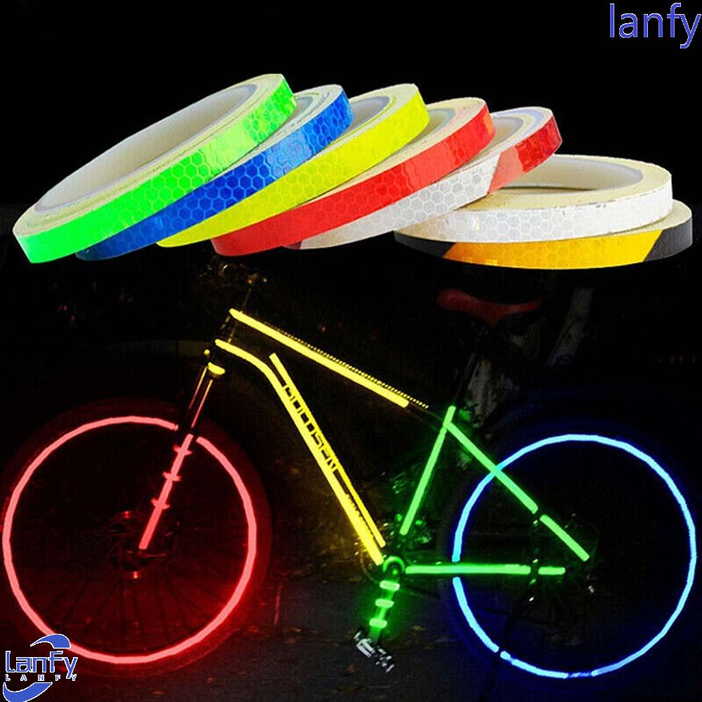 Lanfy Stiker Reflektif Anti Tabrakan Bahan Pvc Untuk Sepeda / Motor / Mobil