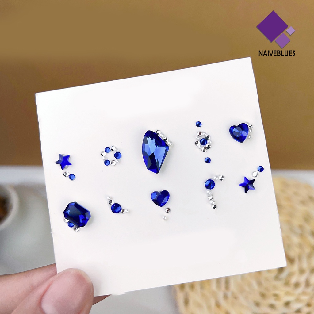 [naiveblues] Nail Art Rhinestones 3D Efek Glittery DIY Kerajinan Ukuran INS Kristal Hati Tidak Teratur