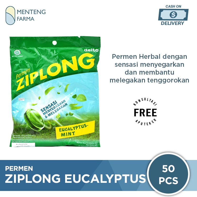 Permen Ziplong Eucalyptus 50 Butir - Sensasi Menyegarkan Tenggorokan