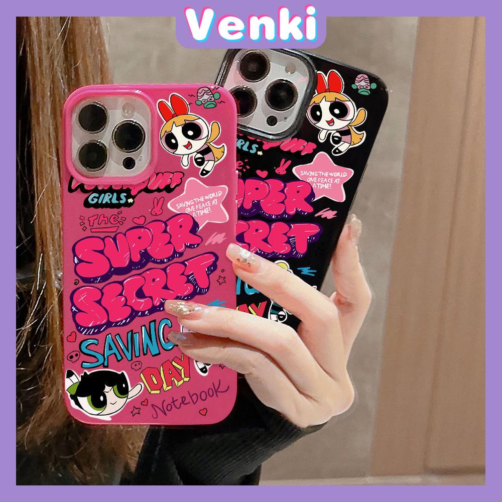VENKI - For iPhone 11 iPhone Case Black Pink Glossy TPU Soft Case Shockproof Protection Camera Cute Cartoon Compatible with iPhone 13 Pro max 12 Pro Max  xr xs max 7Plus 8Plus