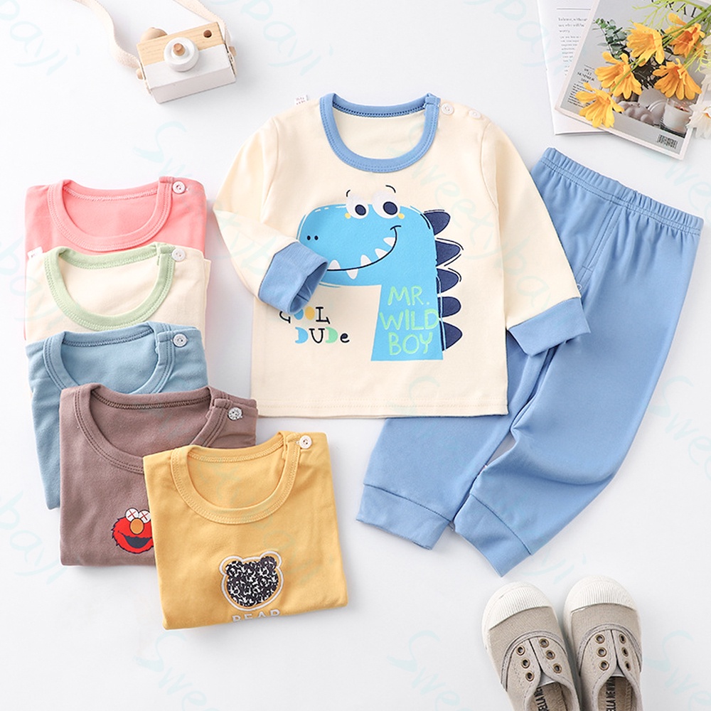 Sweetybayi 1-4thn Set baju tidur anak Piyama anak import Baju tidur piyama anak karakter