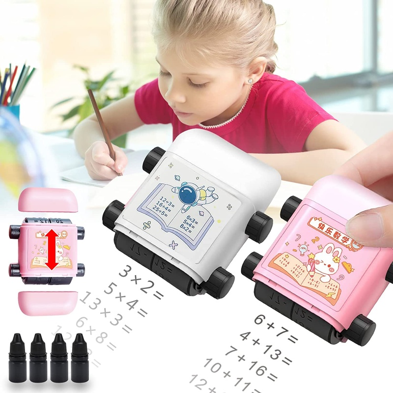 Penambahan Pengurangan Perkalian Pembagian Math Roller Stamp Mainan Belajar Anak Smart Math Roller Stamp 2in1 Math Roller Stamps Math Roller Stamps for Paud Tk