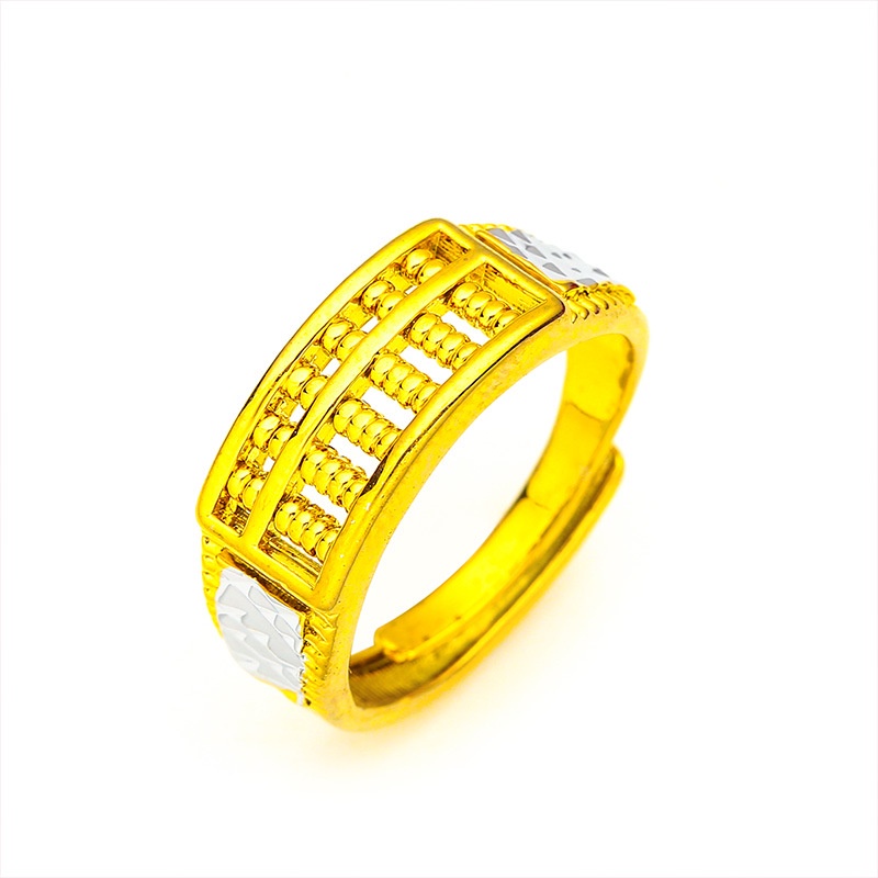 Goldkingdom Fashion Perhiasan Aksesoris Ready Stock Pria Sempoa Cincin Ganda Emas Dan Perak Agresif Adjustable Ring